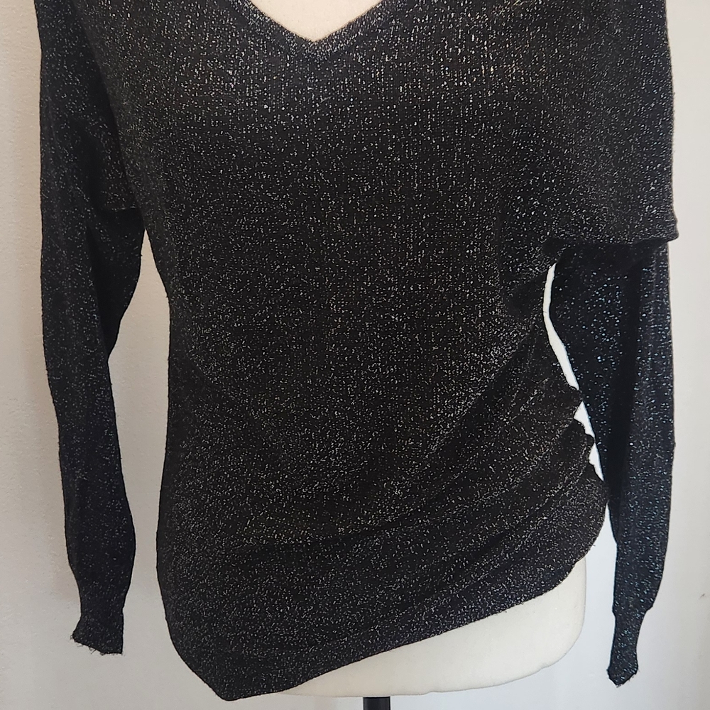 Le Chateau Black Fitted Asymmetrical Blouse